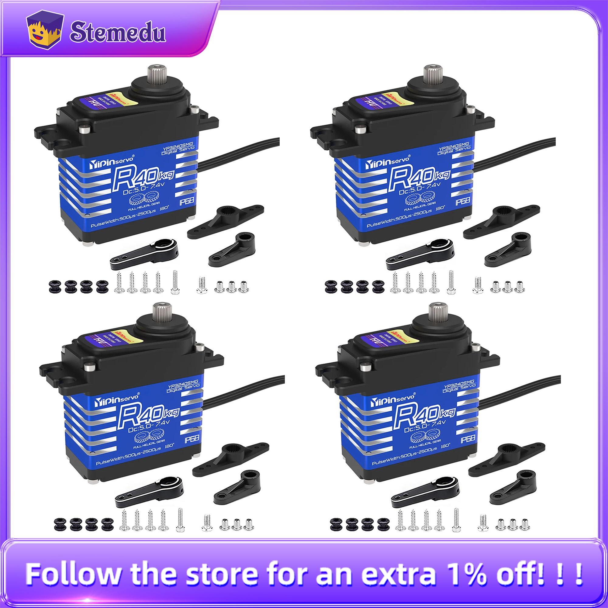 Rc Hobbies - 4PCS YiPinservo 40kg Metal Gear 7.4V