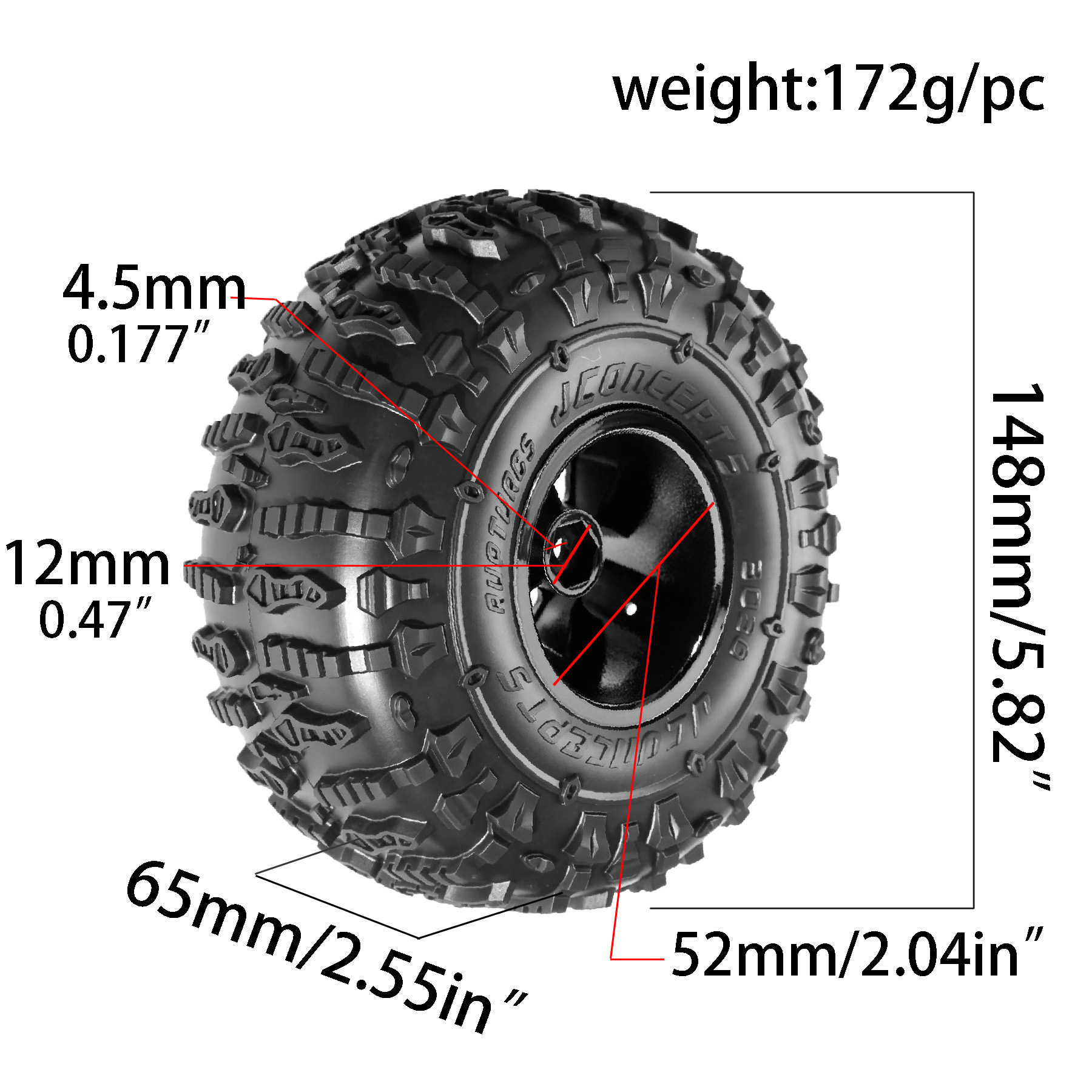 4pcs 148mm Rubber Tire Wheel T - Rc Crawler 4X4 리뷰 및 가격